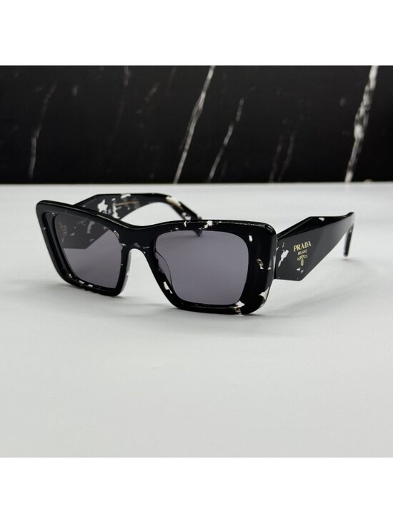 NEW PRADA PR08YS 15S5Z1 SUNGLASSES PR 08YS 15S5Z1 BLACK WHITE WOMEN SPR 08Y